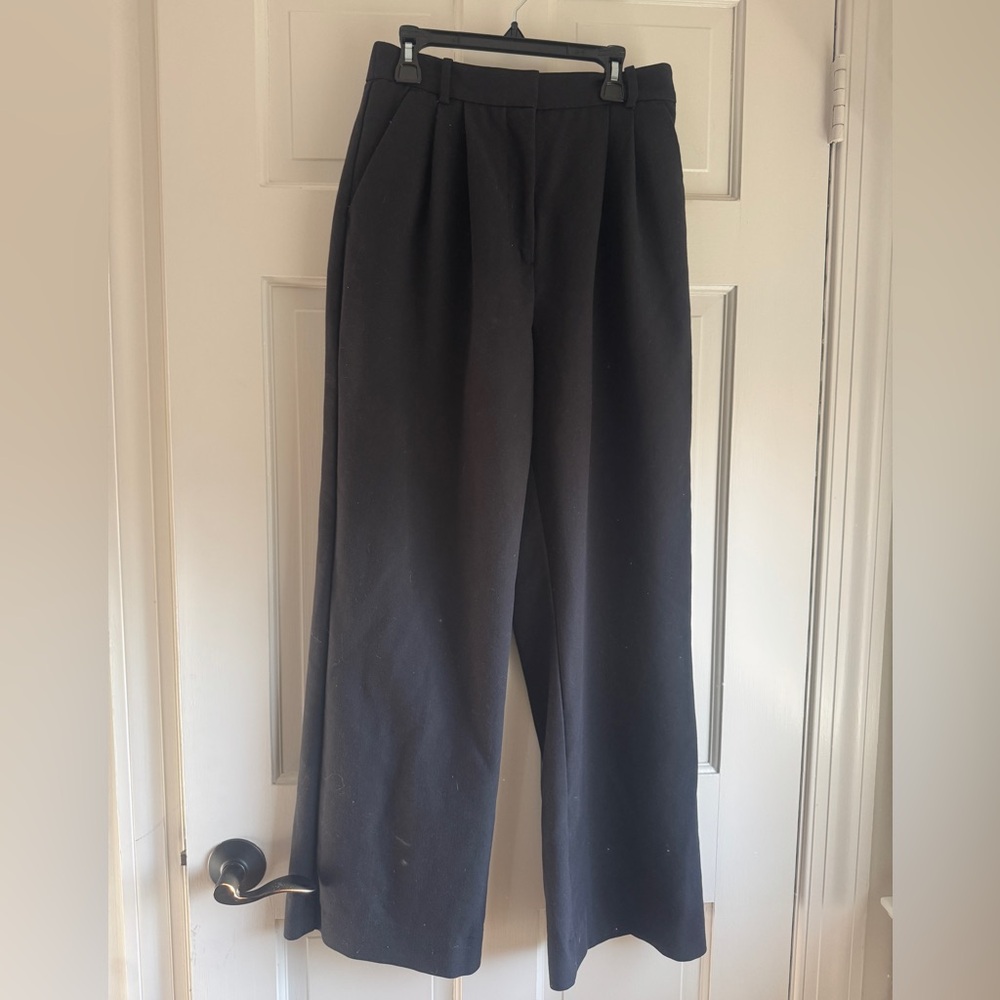 Abercrombie & Fitch Curve Love Black Wide Leg Trousers Size 27/4